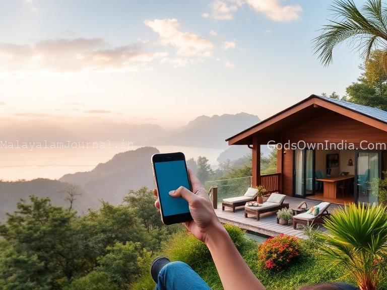 A high-quality image showcasing modern travel planning and sustainable exploration for 2025.