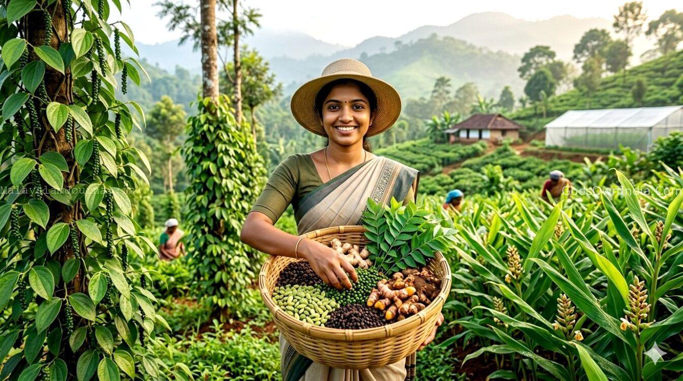 Lush green cardamom plantations in the misty hills of Idukki, Kerala.