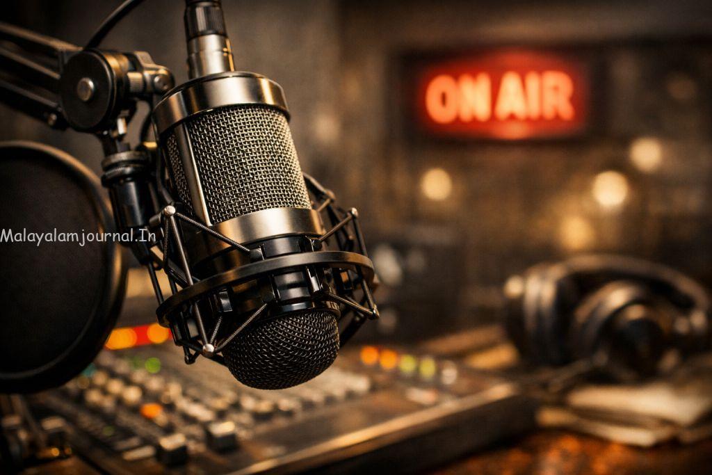A professional studio microphone representing the art of radio announcing and the need for high-quality voice presentation