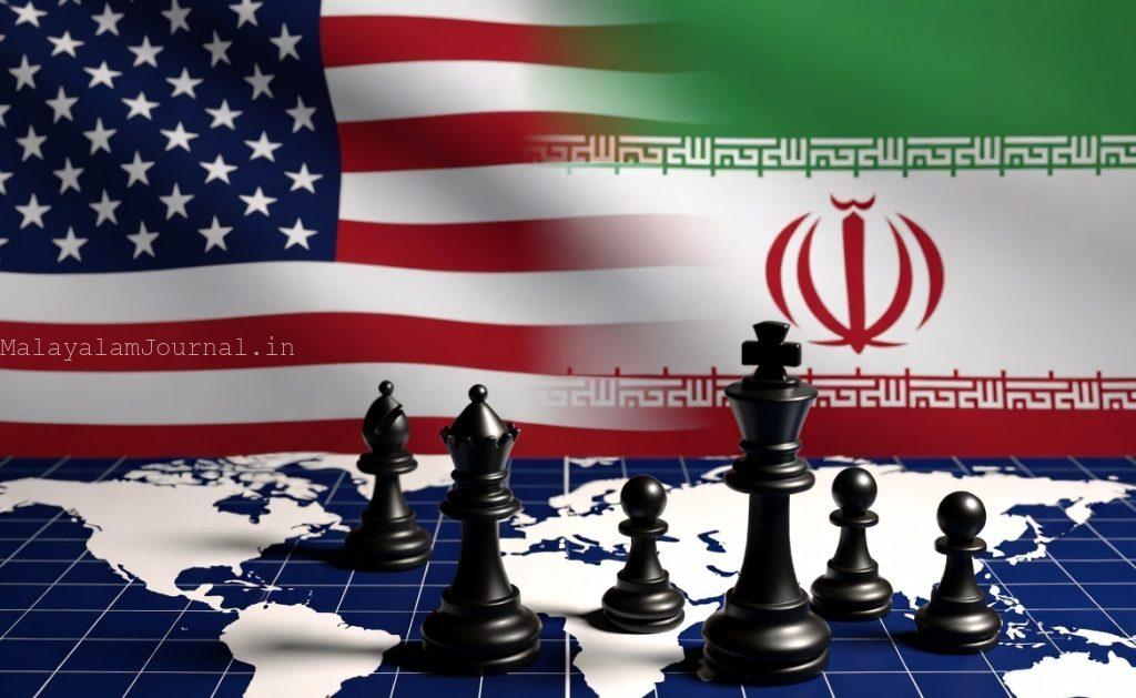 A professional graphic representing the geopolitical chess match between the United States and Iran over a global map.